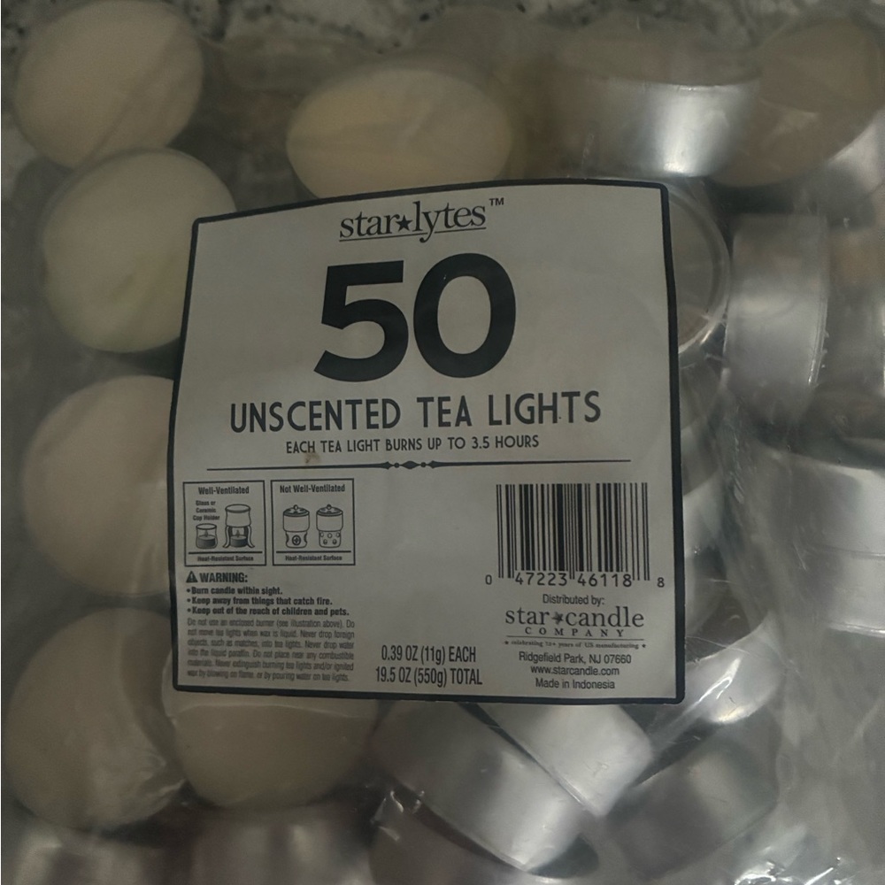 Unscented Tea Lights - 50 Pack, White